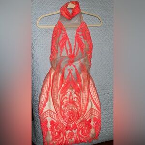 Hot Pink Custom Made Sequence Dress